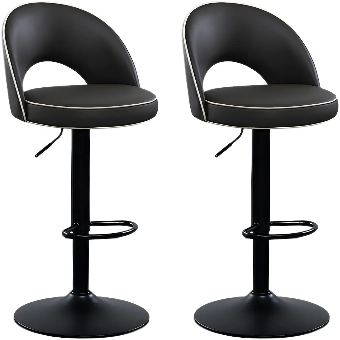 Minimalist Leather Adjustable Bar Stools with Upholstered Seat Image - 5