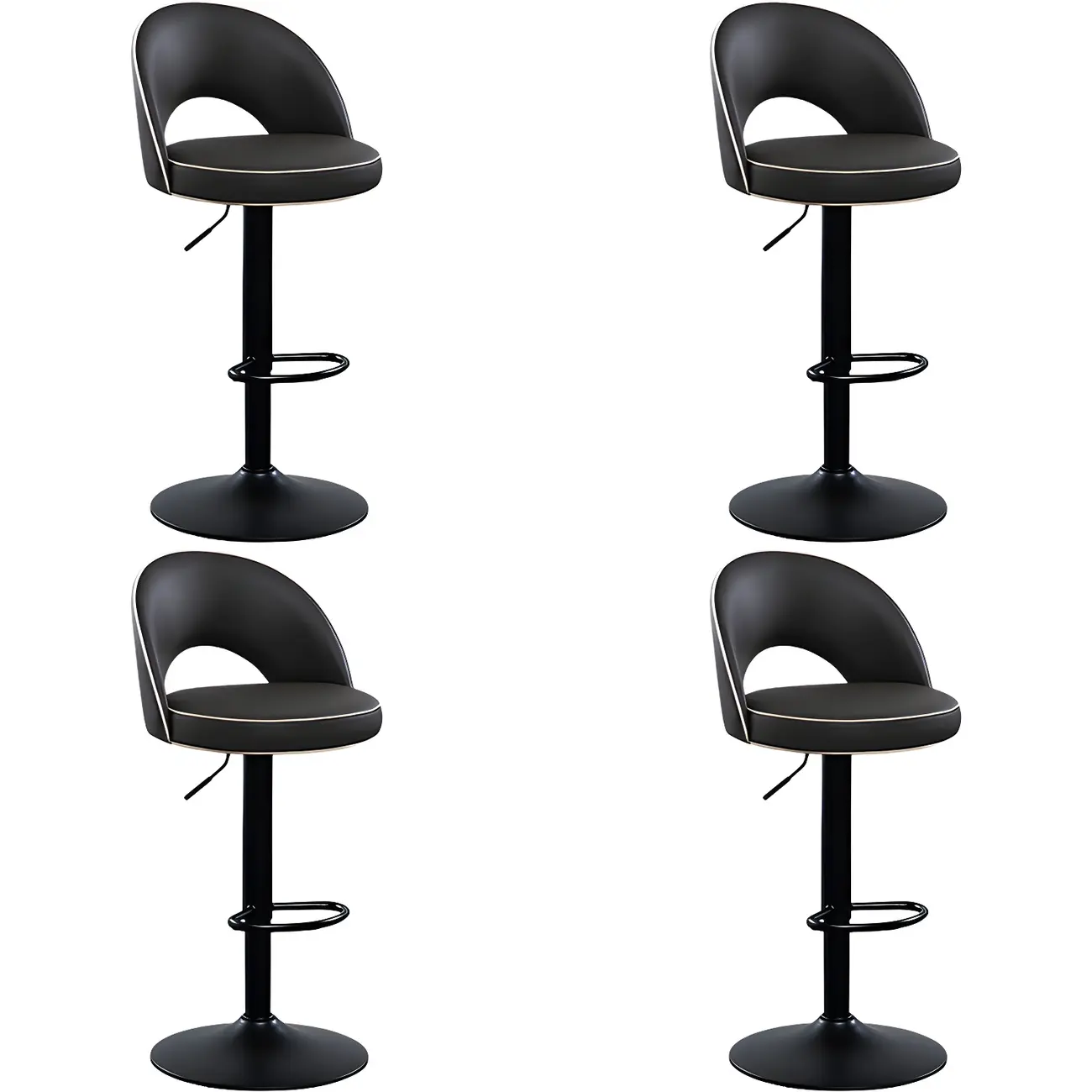 Minimalist Leather Adjustable Bar Stools with Upholstered Seat Image - 7 | homeyfad