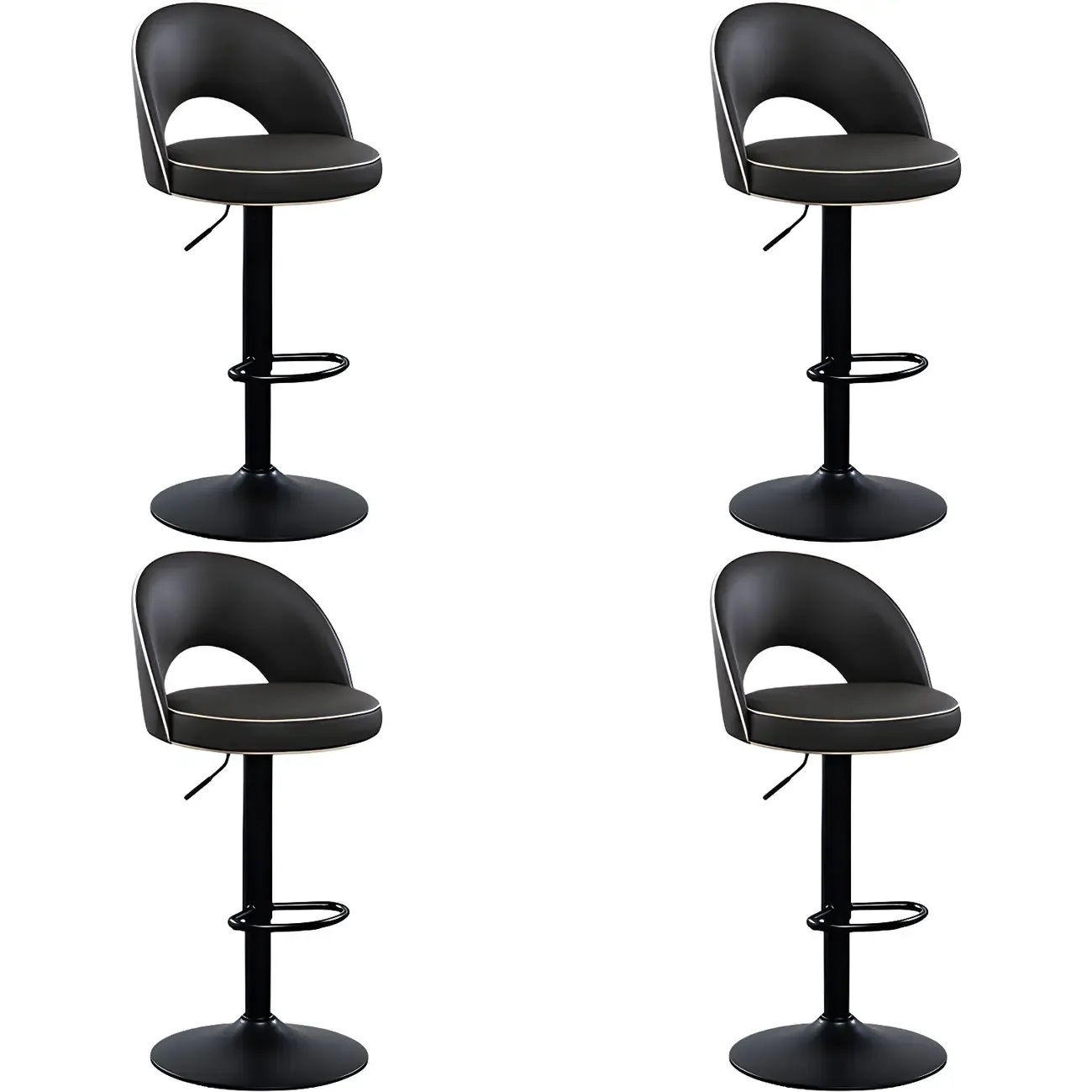 Minimalist Leather Adjustable Bar Stools with Upholstered Seat Image - 7