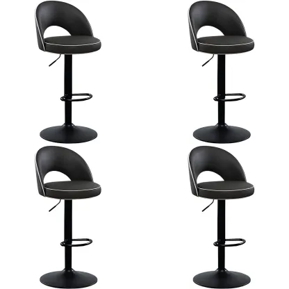 Minimalist Leather Adjustable Bar Stools with Upholstered Seat Image - 7