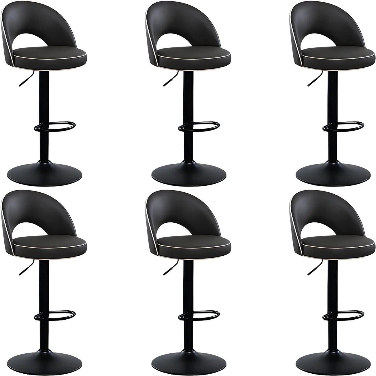 Minimalist Leather Adjustable Bar Stools with Upholstered Seat Image - 9 | homeyfad