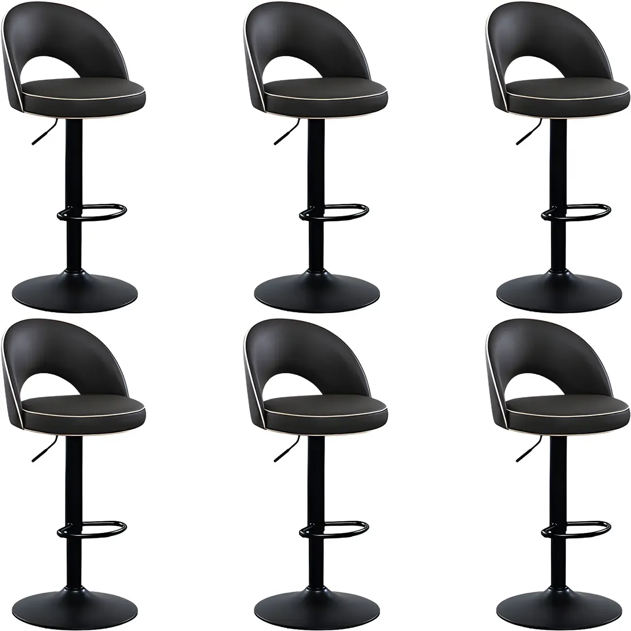 Minimalist Leather Adjustable Bar Stools with Upholstered Seat Image - 9