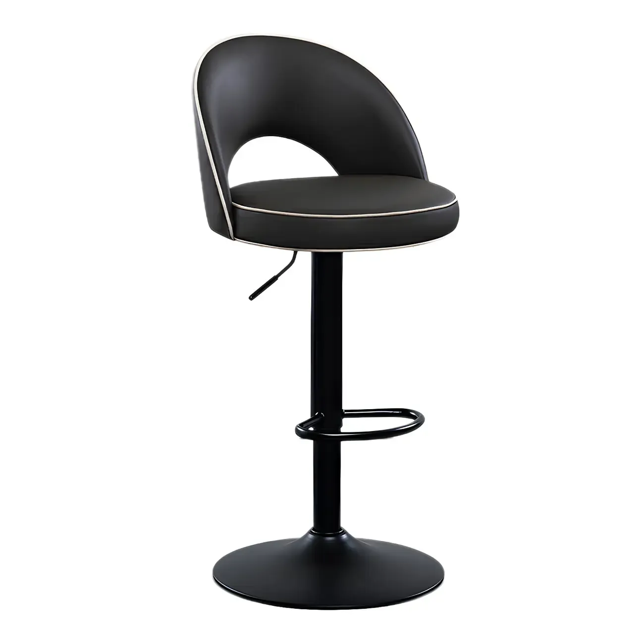Minimalist Leather Adjustable Bar Stools with Upholstered Seat Image - 10