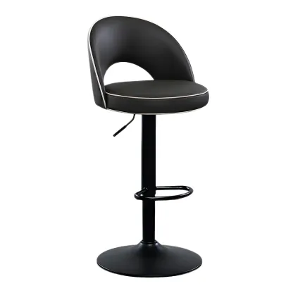 Minimalist Leather Adjustable Bar Stools with Upholstered Seat Image - 10