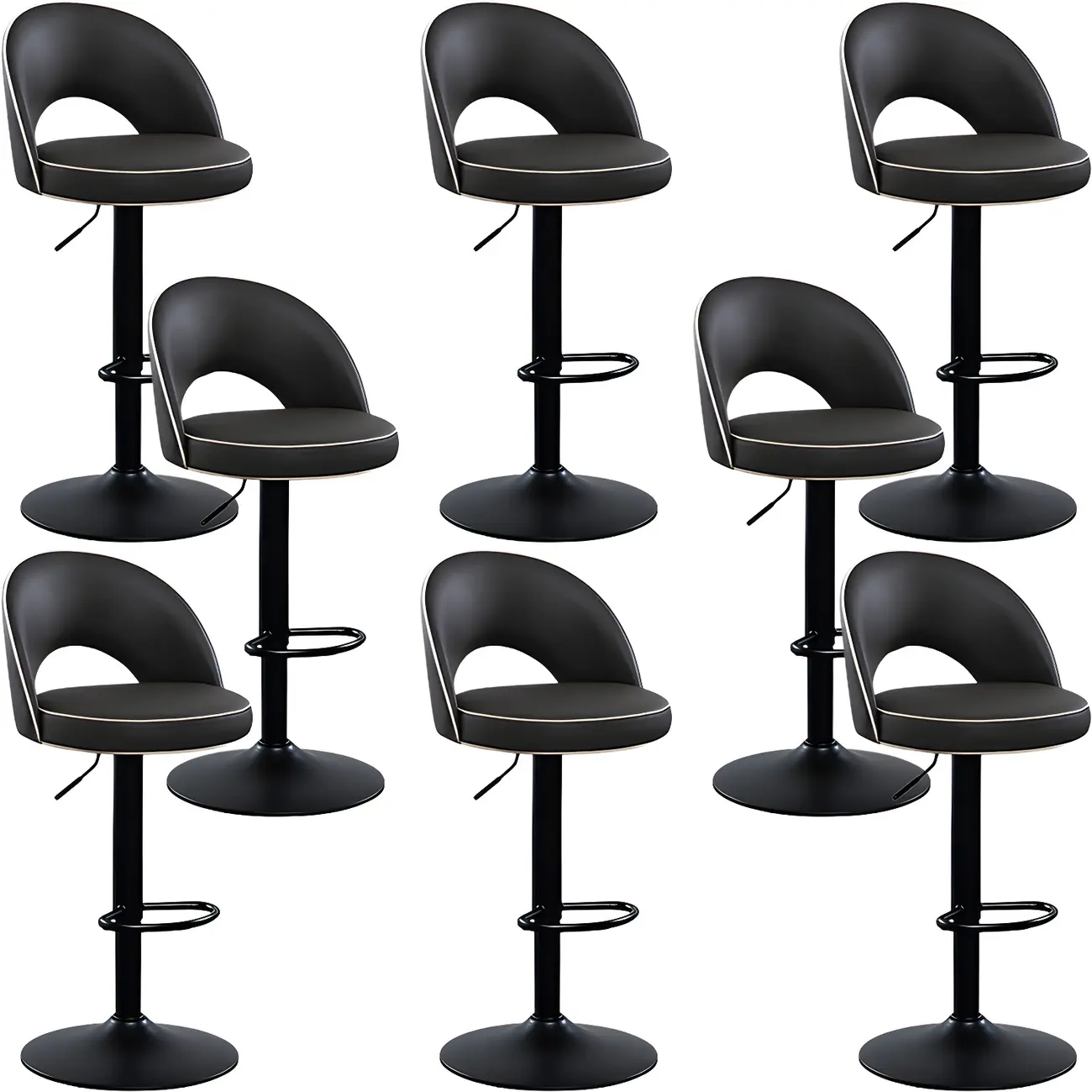 Minimalist Leather Adjustable Bar Stools with Upholstered Seat Image - 11 | homeyfad