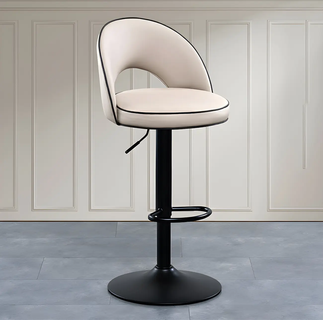 Minimalist Leather Adjustable Bar Stools with Upholstered Seat Image - 13 | homeyfad