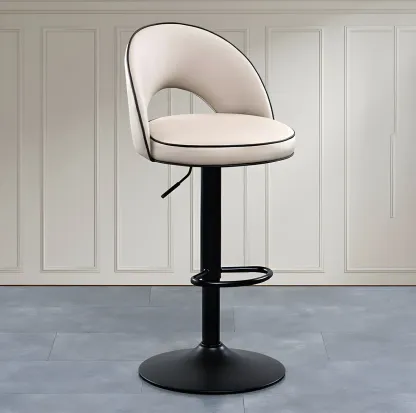 Minimalist Leather Adjustable Bar Stools with Upholstered Seat Image - 13