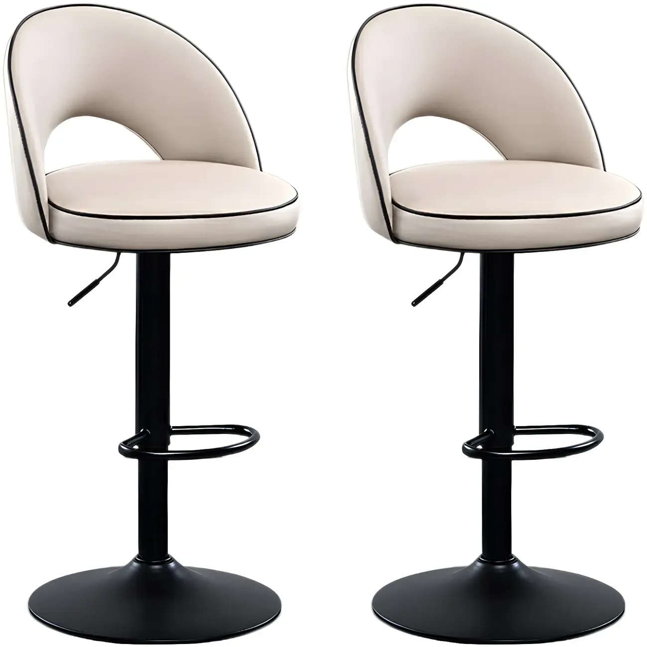 Minimalist Leather Adjustable Bar Stools with Upholstered Seat Image - 14