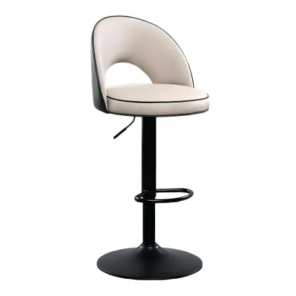 Minimalist Leather Adjustable Bar Stools with Upholstered Seat Image - 16