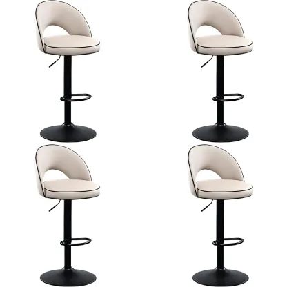 Minimalist Leather Adjustable Bar Stools with Upholstered Seat Image - 17