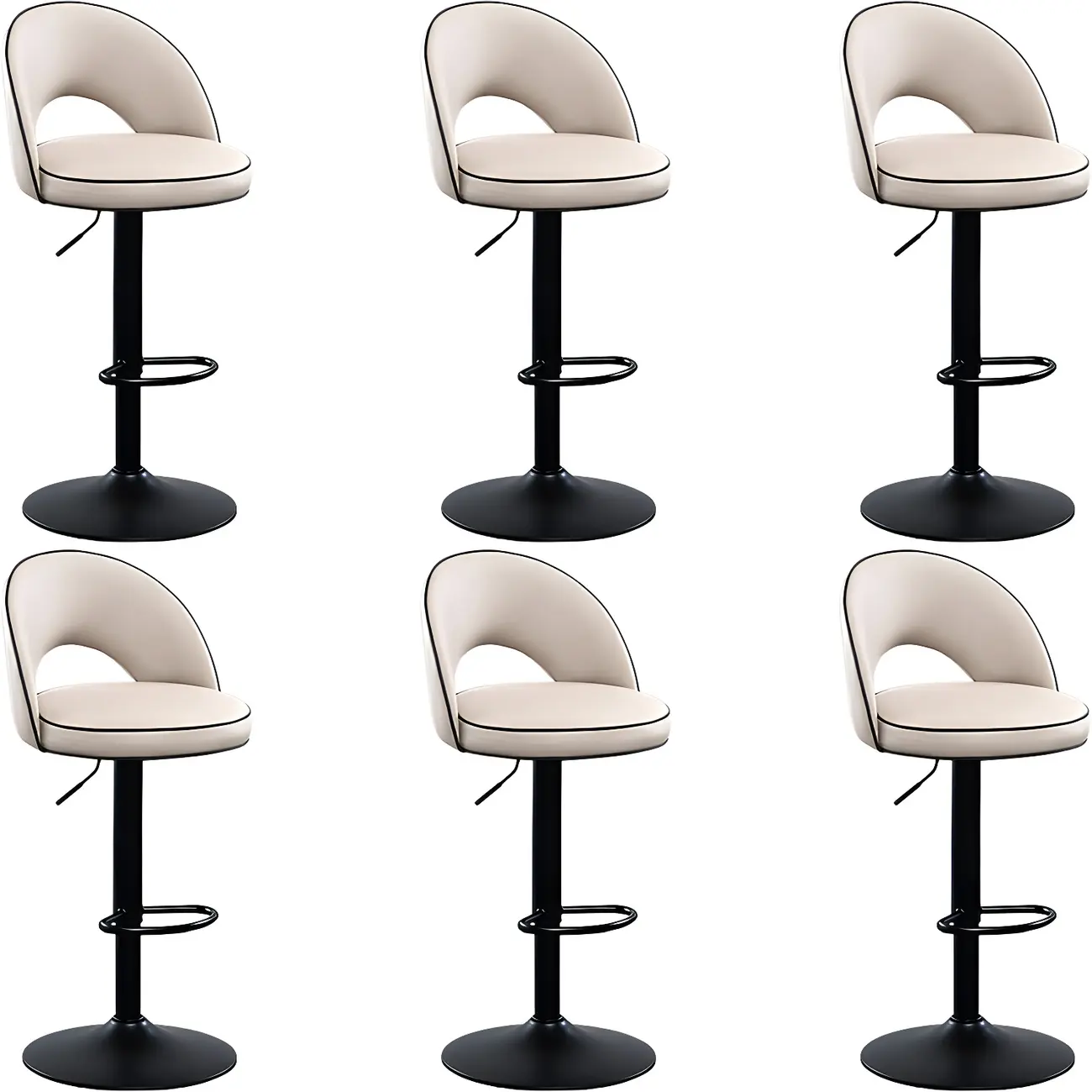 Minimalist Leather Adjustable Bar Stools with Upholstered Seat Image - 19 | homeyfad