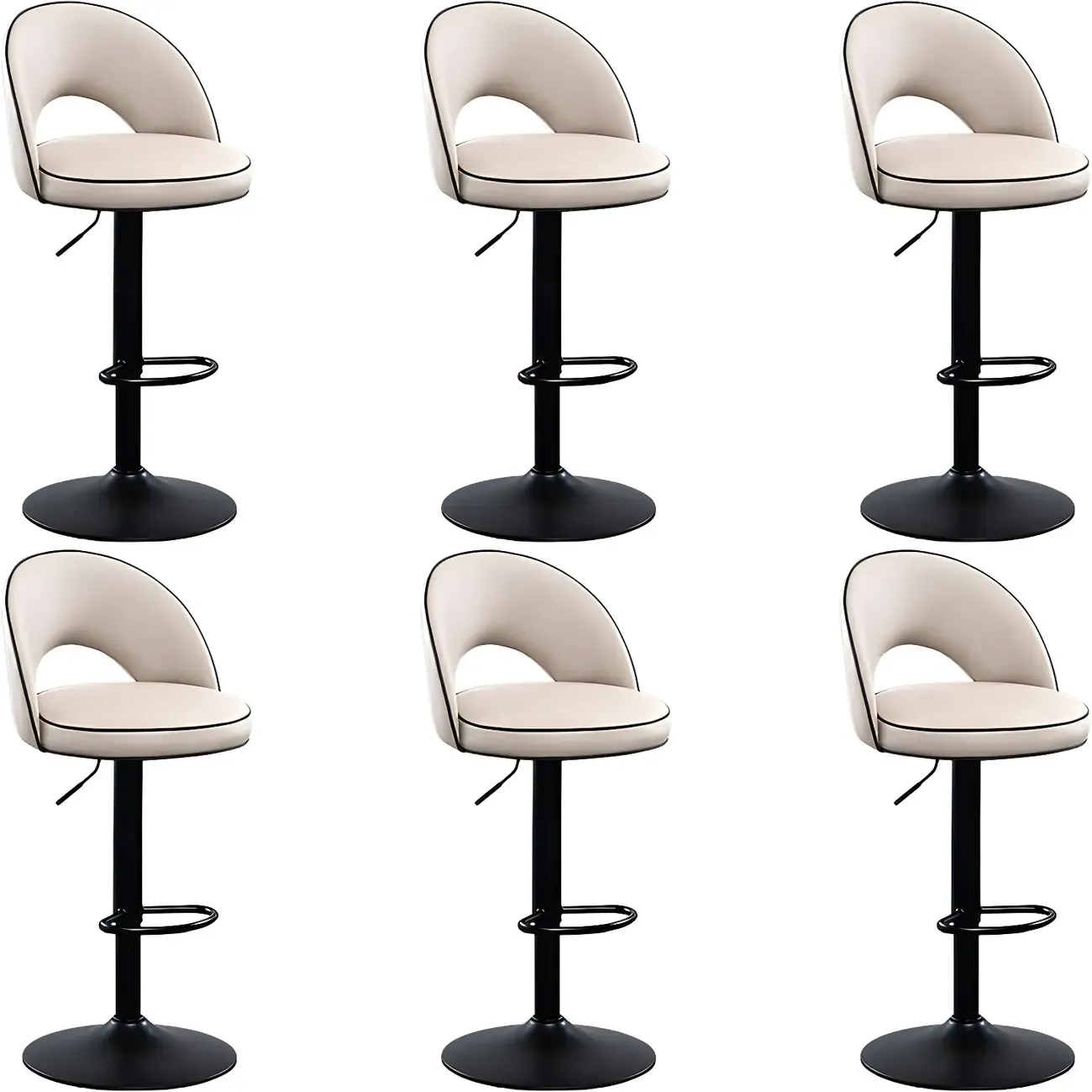 Minimalist Leather Adjustable Bar Stools with Upholstered Seat Image - 19
