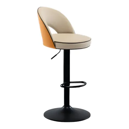 Minimalist Leather Adjustable Bar Stools with Upholstered Seat Image - 20