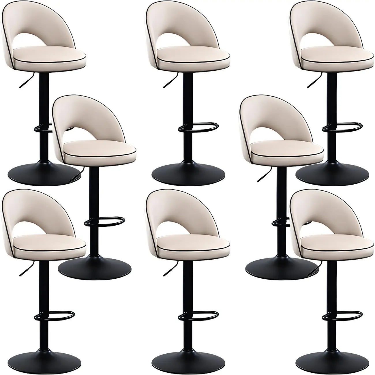 Minimalist Leather Adjustable Bar Stools with Upholstered Seat Image - 21 | homeyfad