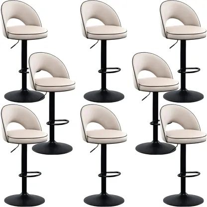 Minimalist Leather Adjustable Bar Stools with Upholstered Seat Image - 21