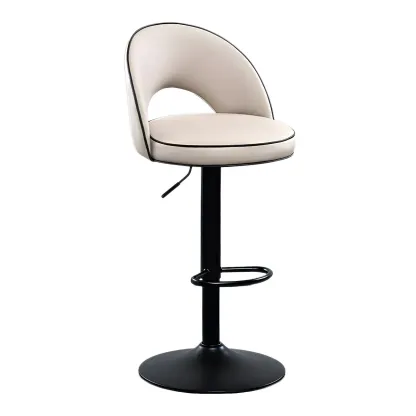 Minimalist Leather Adjustable Bar Stools with Upholstered Seat Image - 22