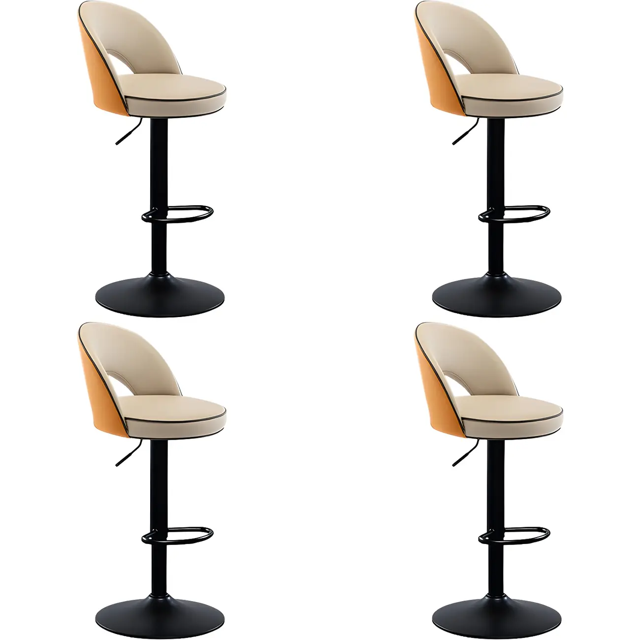 Minimalist Leather Adjustable Bar Stools with Upholstered Seat Image - 26 | homeyfad