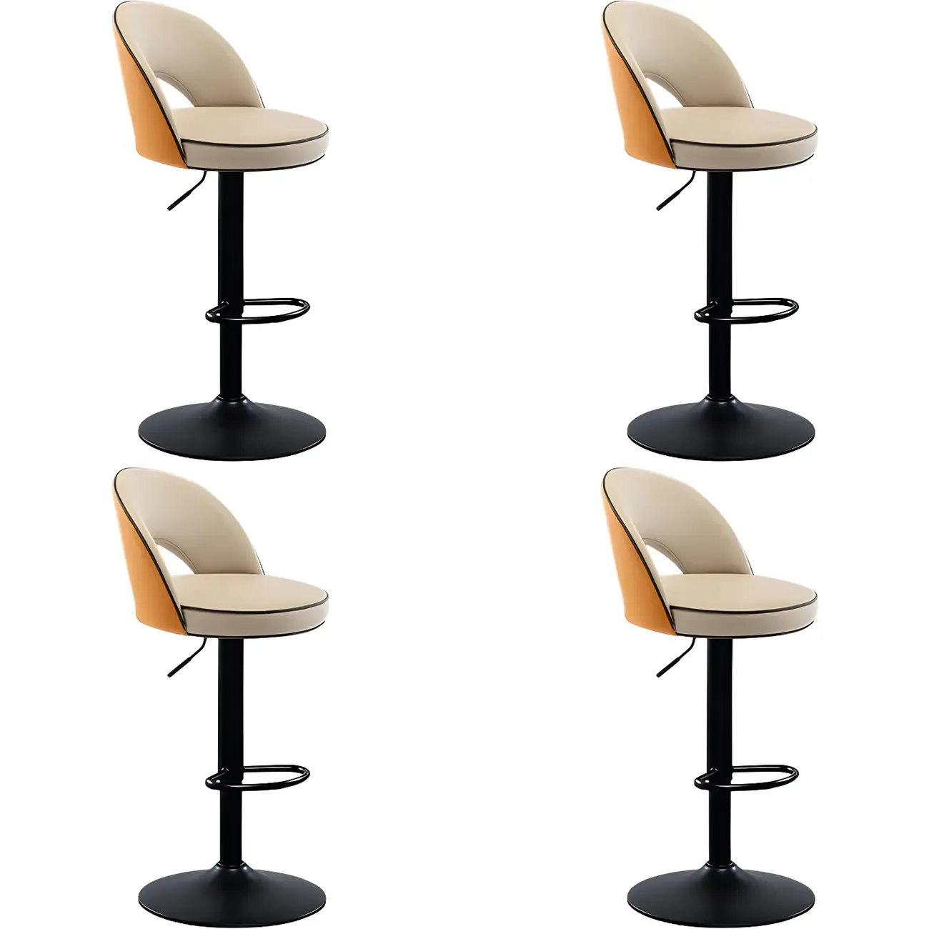 Minimalist Leather Adjustable Bar Stools with Upholstered Seat Image - 26