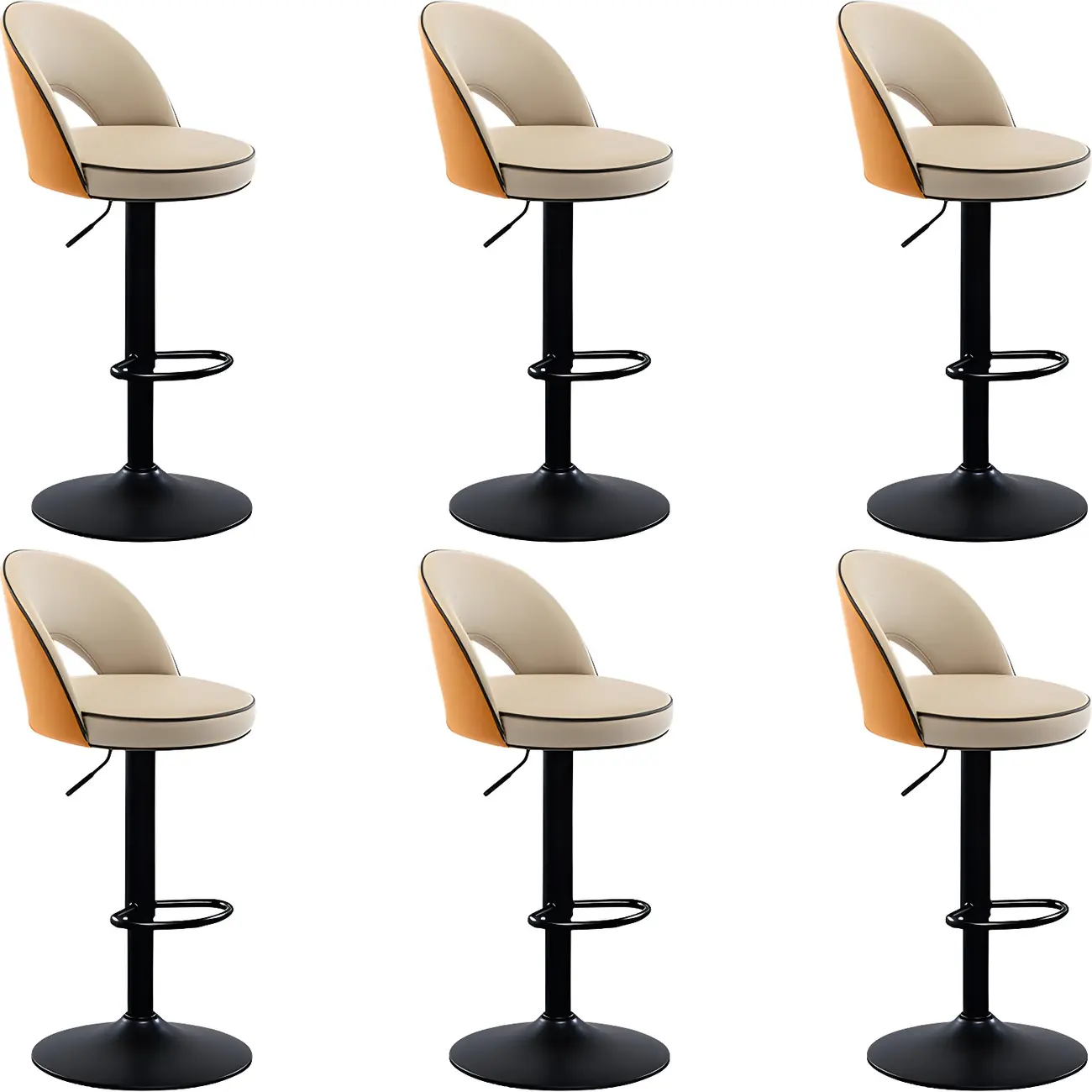 Minimalist Leather Adjustable Bar Stools with Upholstered Seat Image - 28 | homeyfad