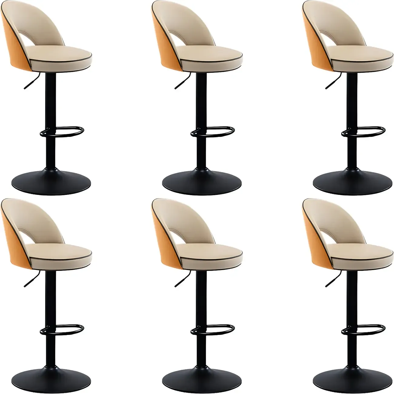 Minimalist Leather Adjustable Bar Stools with Upholstered Seat Image - 28