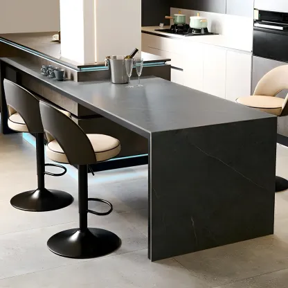 Minimalist Leather Adjustable Bar Stools with Upholstered Seat Image - 29