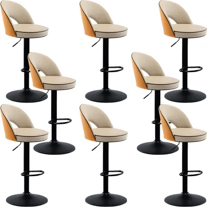 Minimalist Leather Adjustable Bar Stools with Upholstered Seat Image - 30