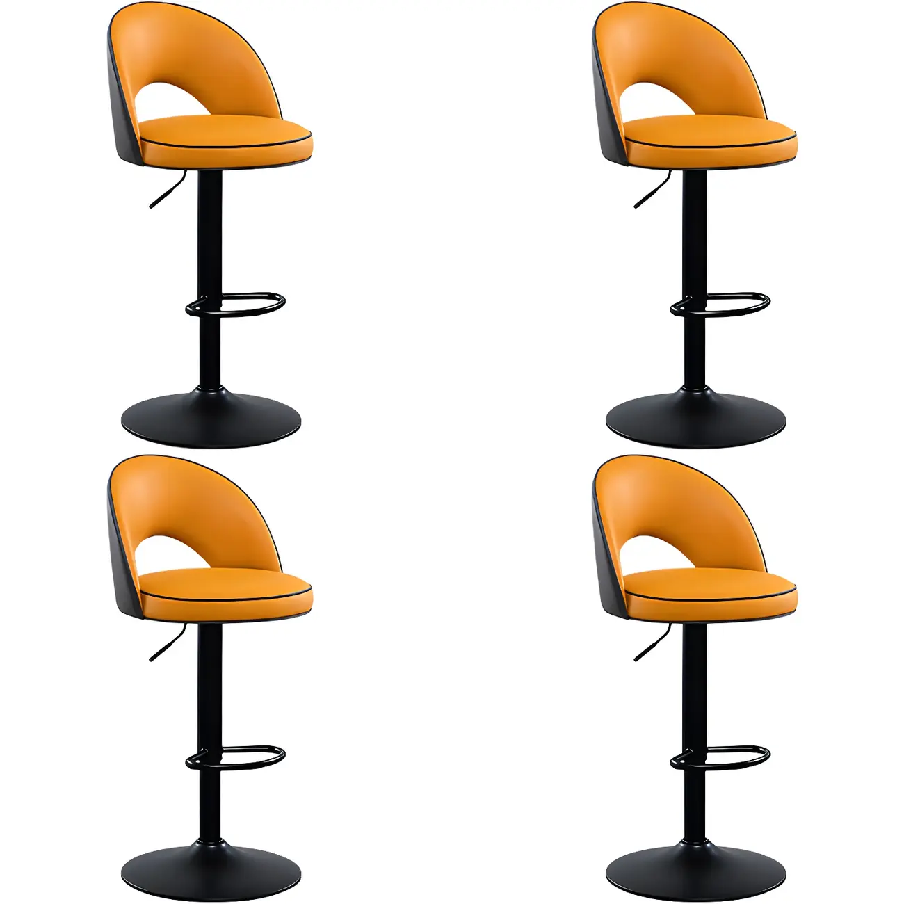 Minimalist Leather Adjustable Bar Stools with Upholstered Seat Image - 33 | homeyfad
