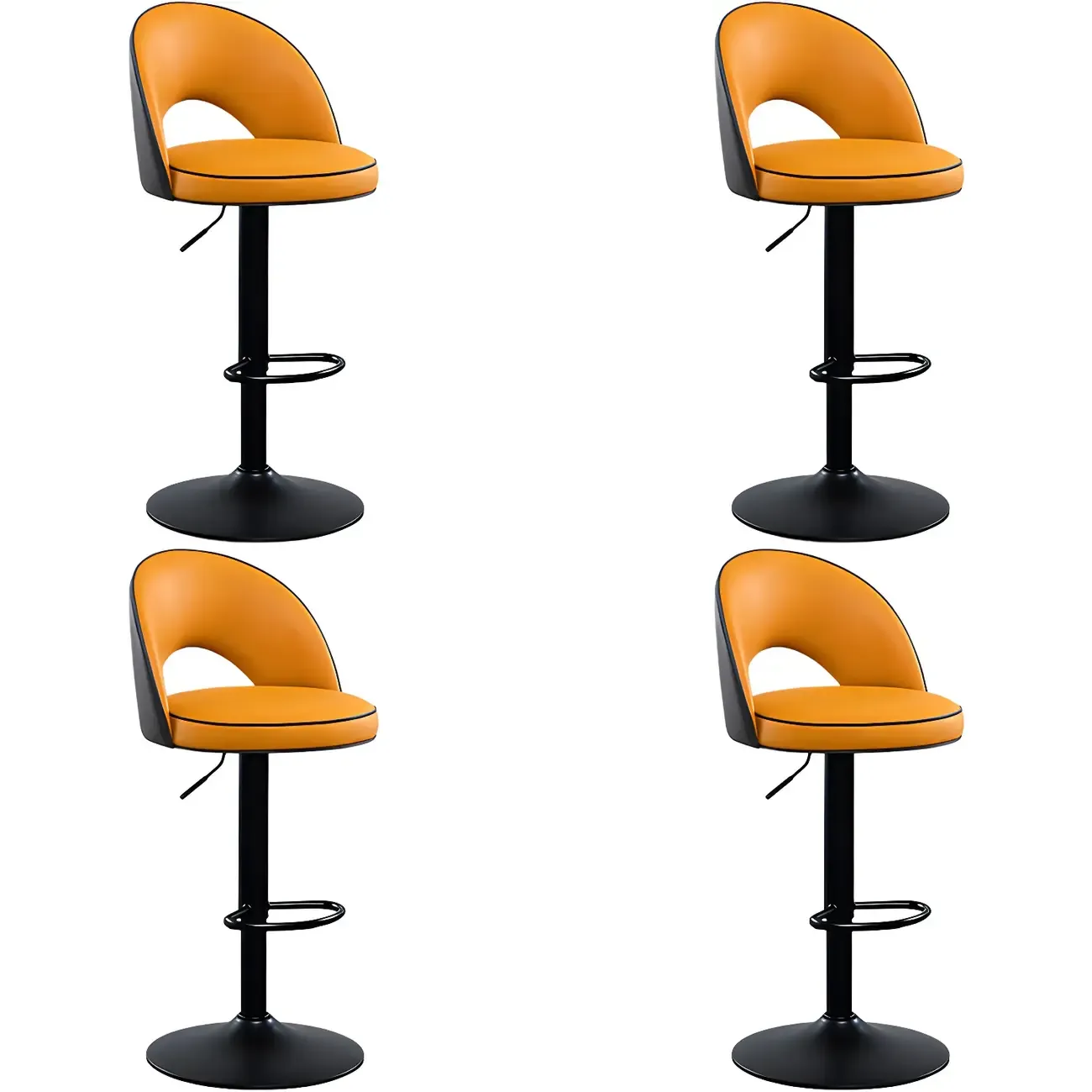Minimalist Leather Adjustable Bar Stools with Upholstered Seat Image - 33