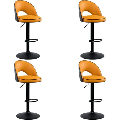 Minimalist Leather Adjustable Bar Stools with Upholstered Seat Image - 33