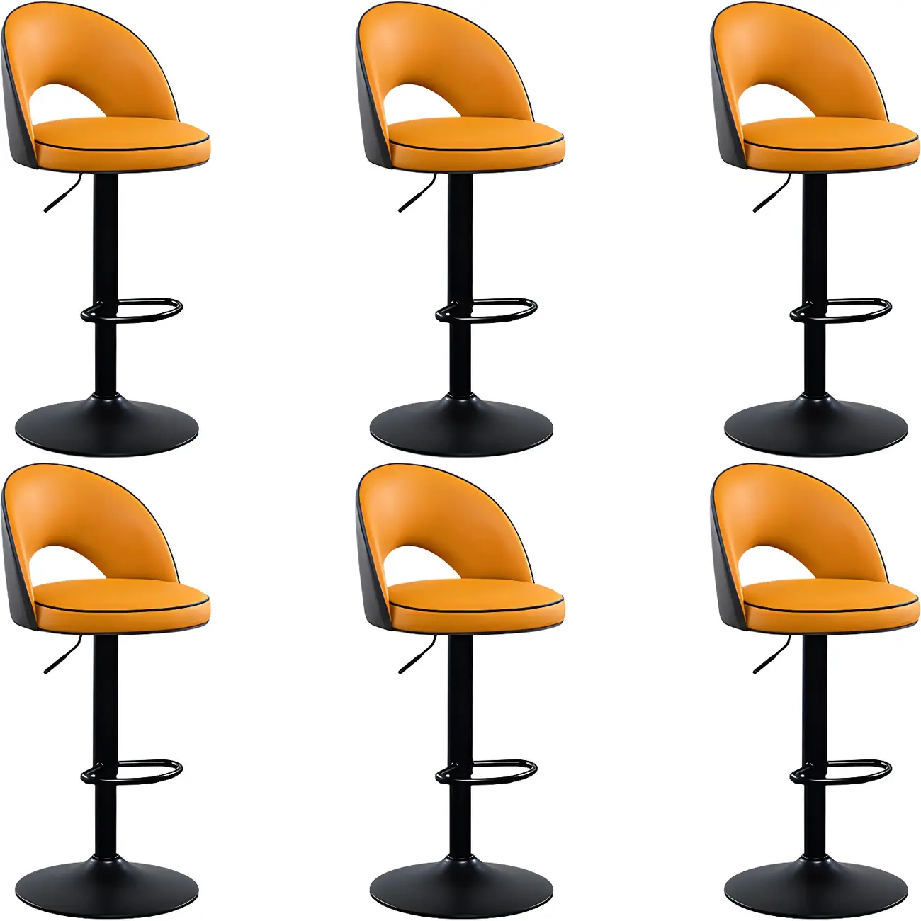 Minimalist Leather Adjustable Bar Stools with Upholstered Seat Image - 34 | homeyfad