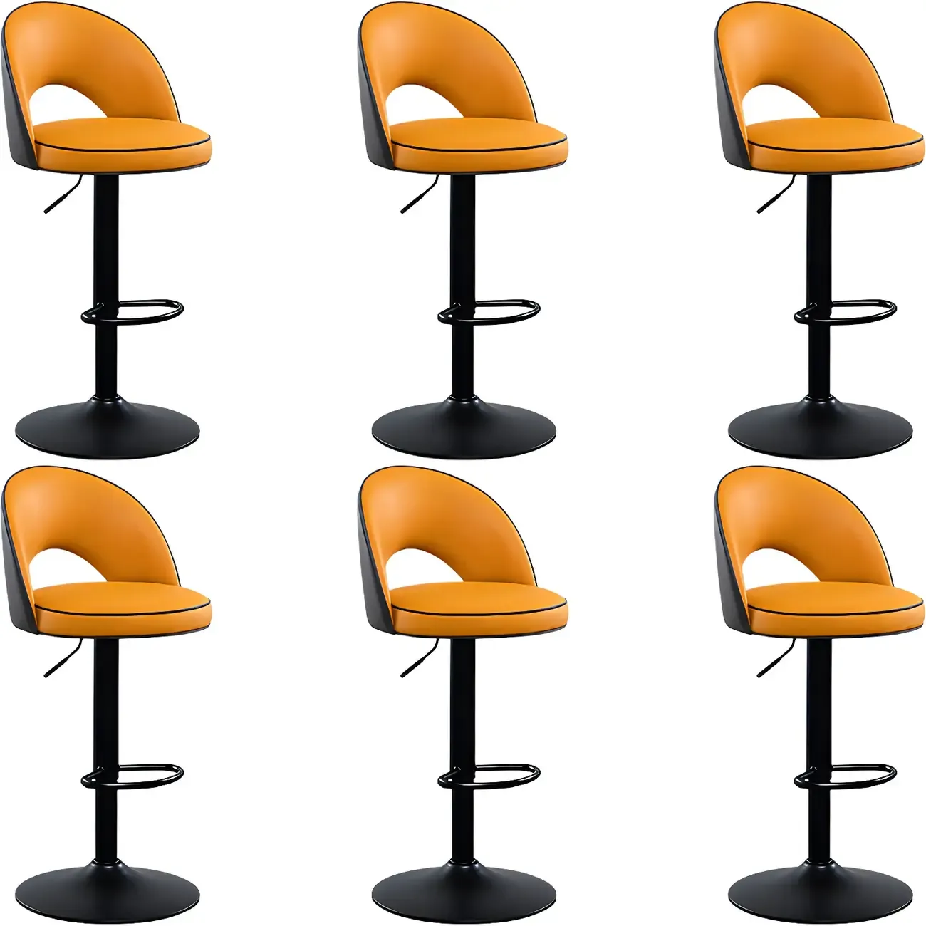 Minimalist Leather Adjustable Bar Stools with Upholstered Seat Image - 34