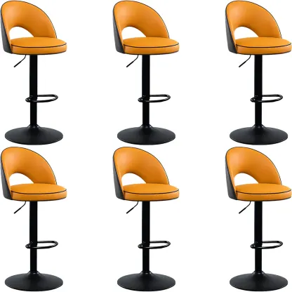 Minimalist Leather Adjustable Bar Stools with Upholstered Seat Image - 34