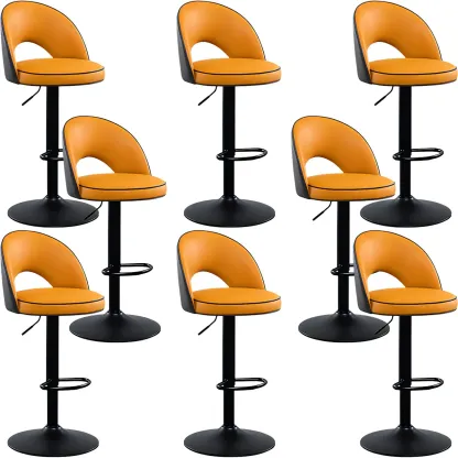 Minimalist Leather Adjustable Bar Stools with Upholstered Seat Image - 35