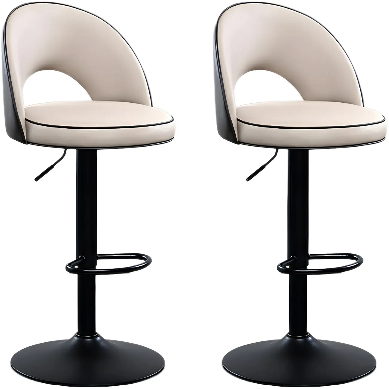 Minimalist Leather Adjustable Bar Stools with Upholstered Seat Image - 37 | homeyfad