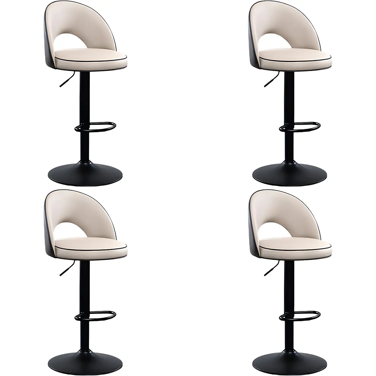 Minimalist Leather Adjustable Bar Stools with Upholstered Seat Image - 38 | homeyfad