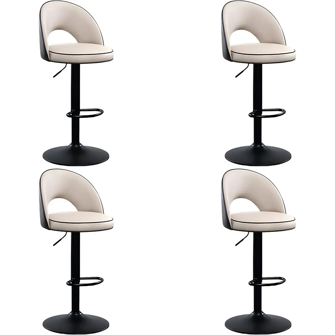 Minimalist Leather Adjustable Bar Stools with Upholstered Seat Image - 38