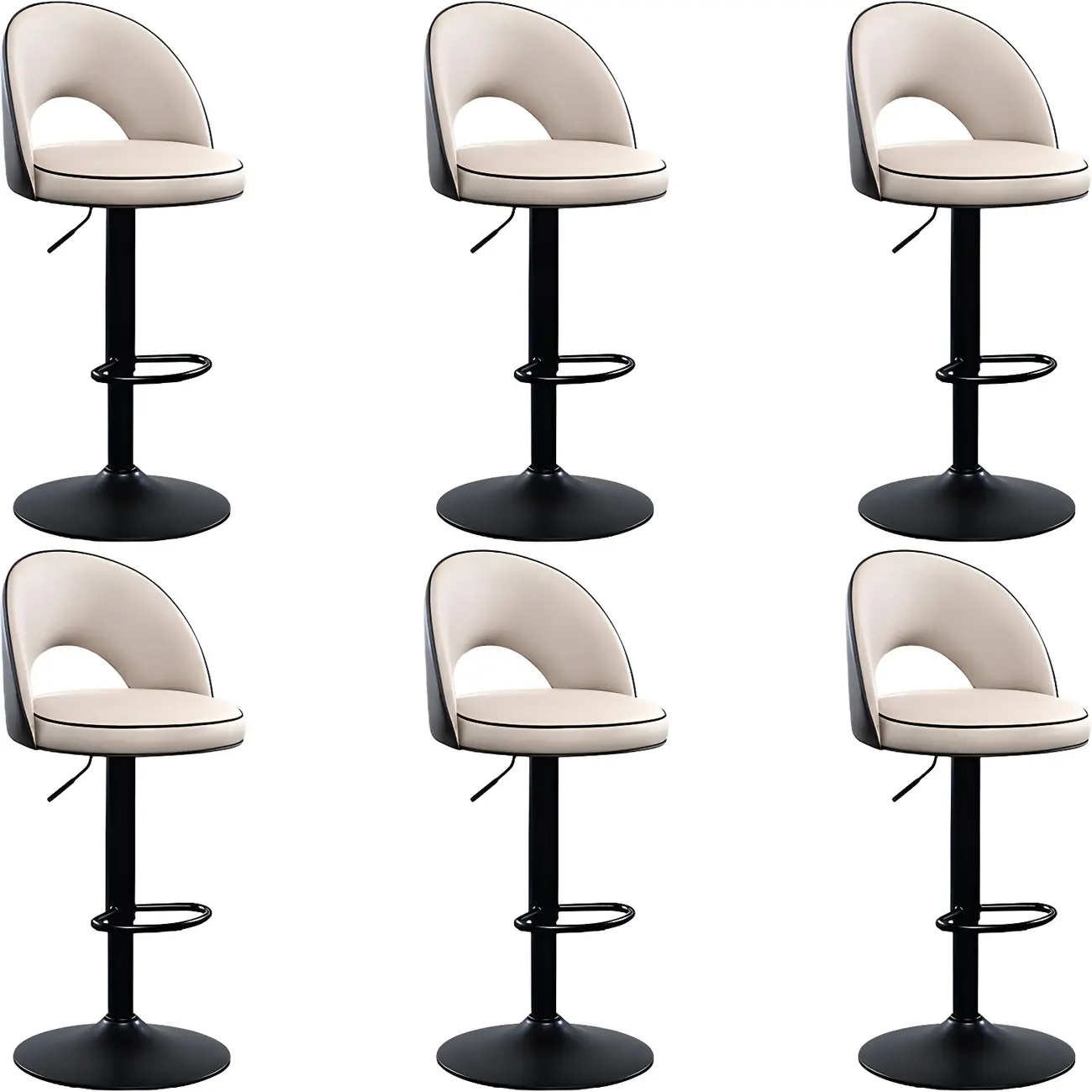 Minimalist Leather Adjustable Bar Stools with Upholstered Seat Image - 39 | homeyfad