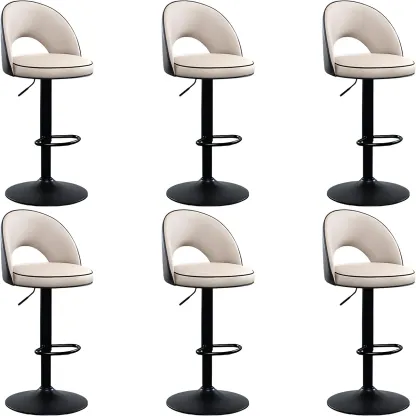 Minimalist Leather Adjustable Bar Stools with Upholstered Seat Image - 39