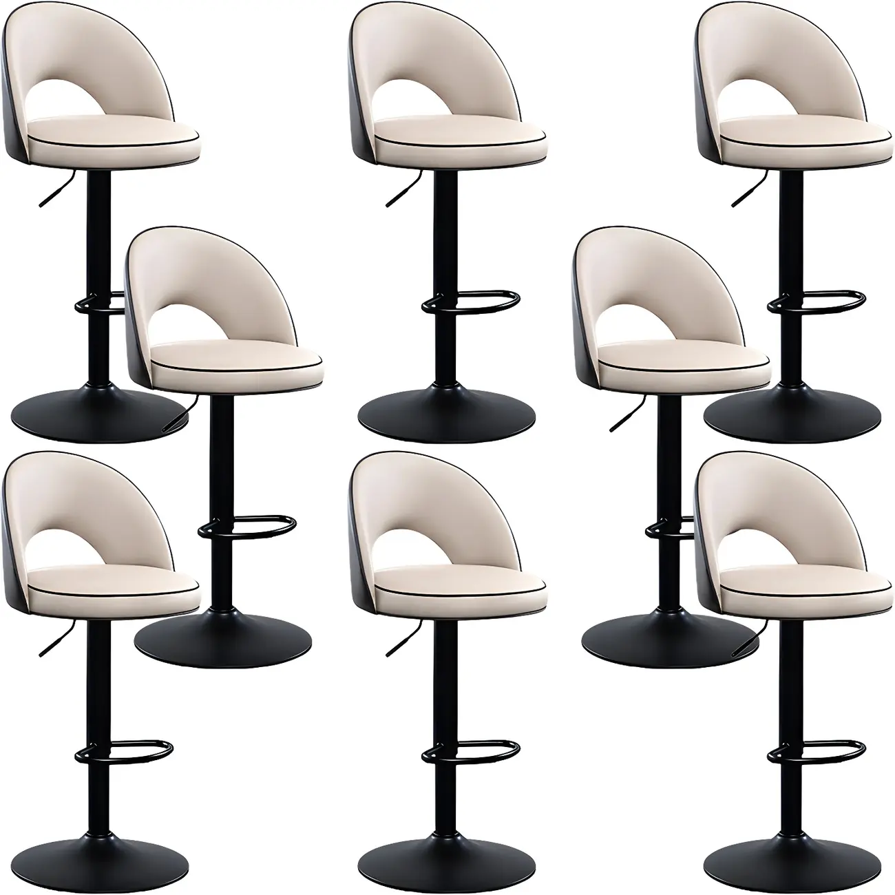 Minimalist Leather Adjustable Bar Stools with Upholstered Seat Image - 40 | homeyfad