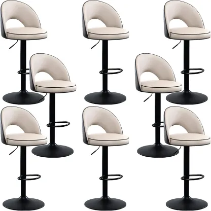 Minimalist Leather Adjustable Bar Stools with Upholstered Seat Image - 40
