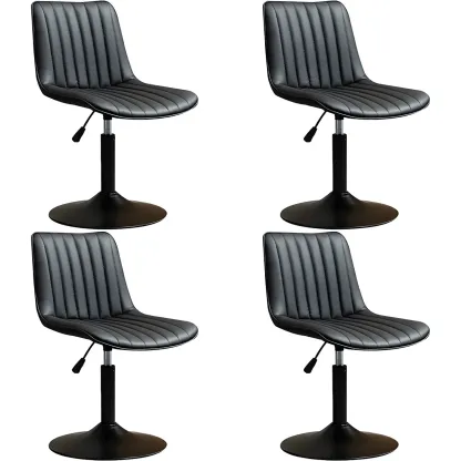 Stylish Leather Upholstered Bar Stools with Footrest for Home Bar Image - 6