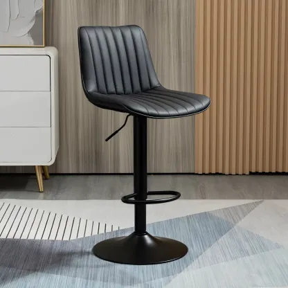 Stylish Leather Upholstered Bar Stools with Footrest for Home Bar Image - 8