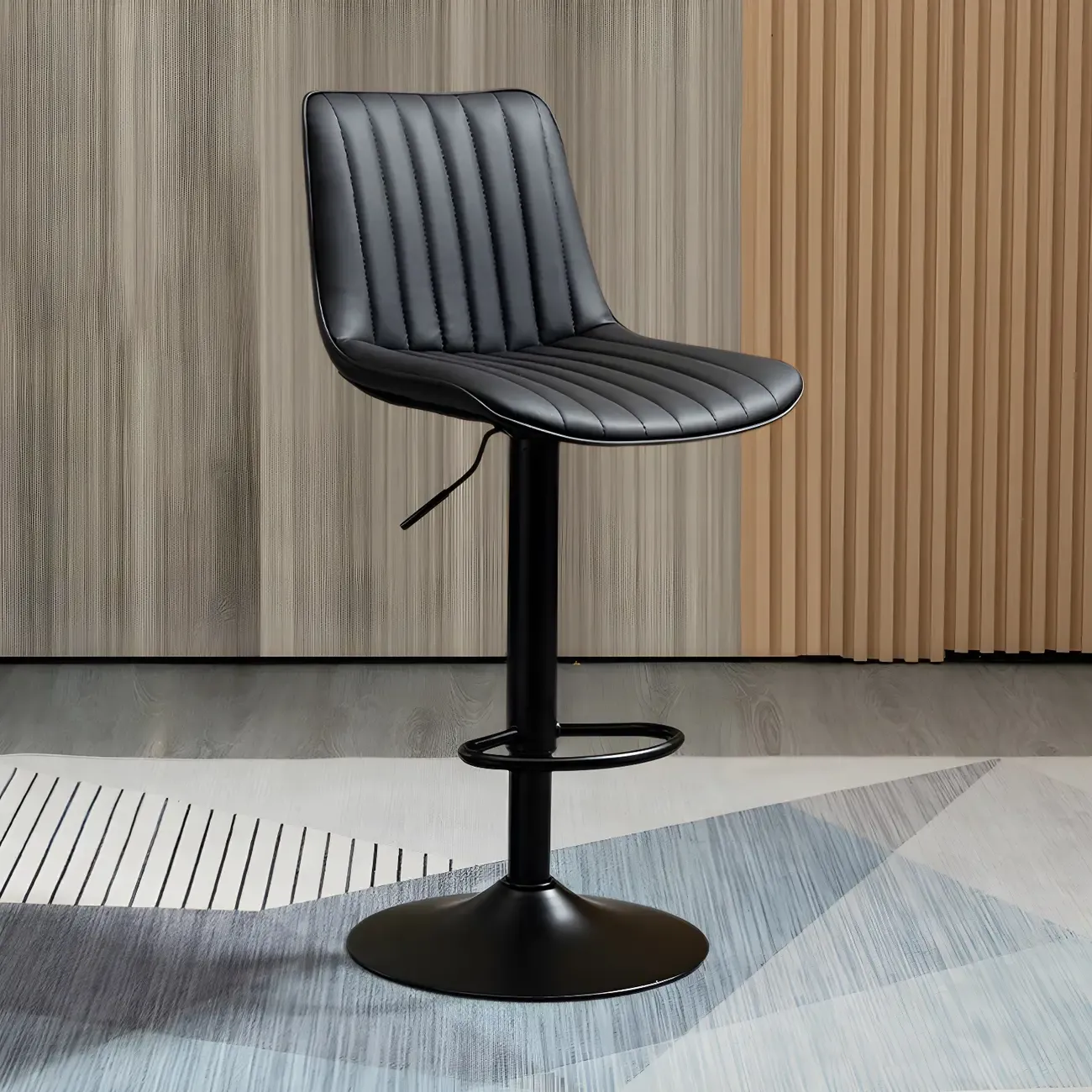 Stylish Leather Upholstered Bar Stools with Footrest for Home Bar Image - 12