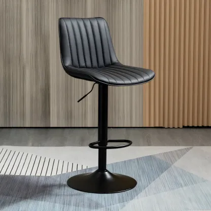 Stylish Leather Upholstered Bar Stools with Footrest for Home Bar Image - 12