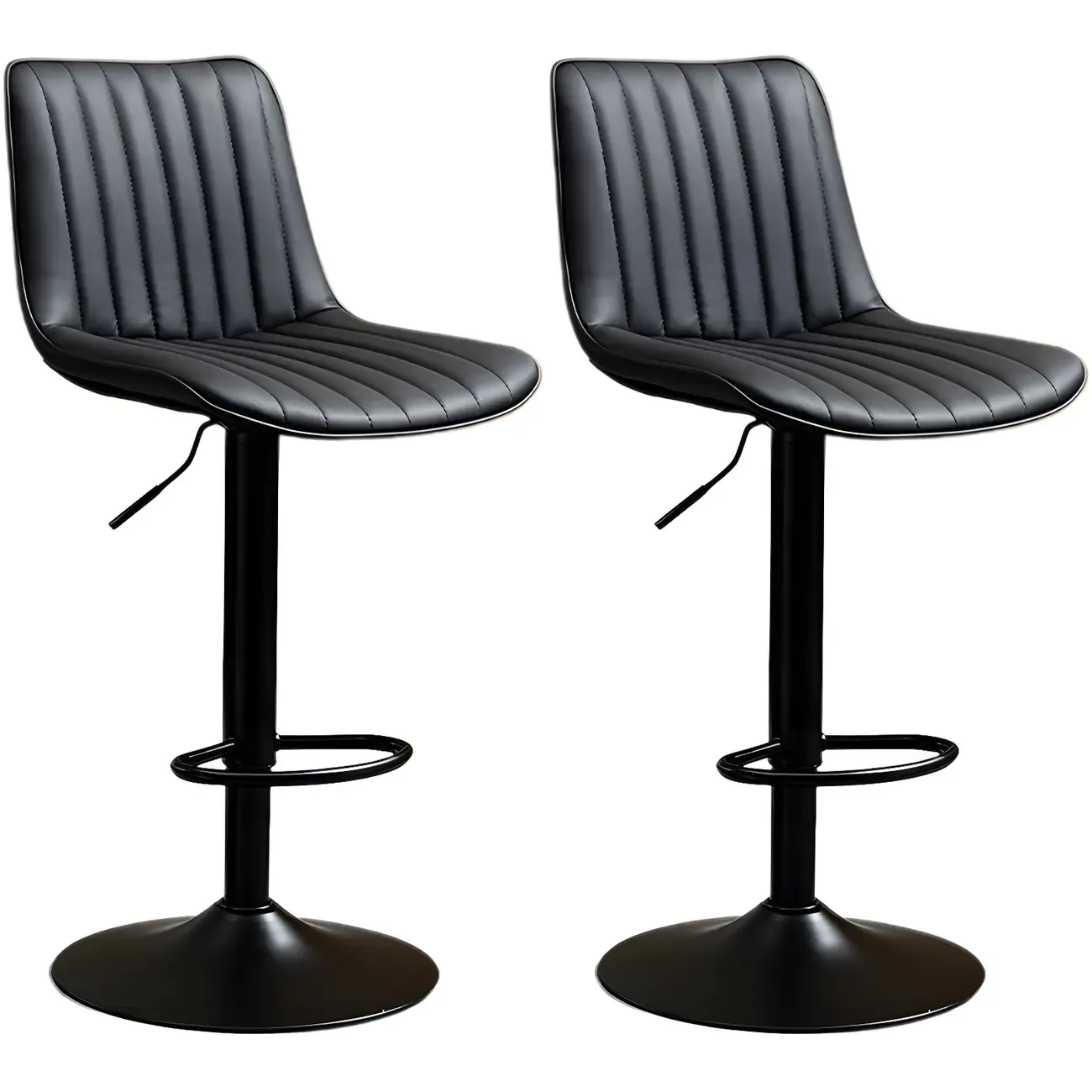 Stylish Leather Upholstered Bar Stools with Footrest for Home Bar Image - 13