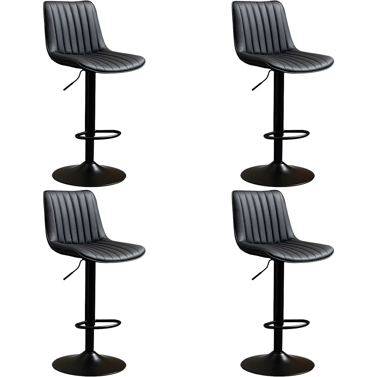 Stylish Leather Upholstered Bar Stools with Footrest for Home Bar Image - 15 | homeyfad
