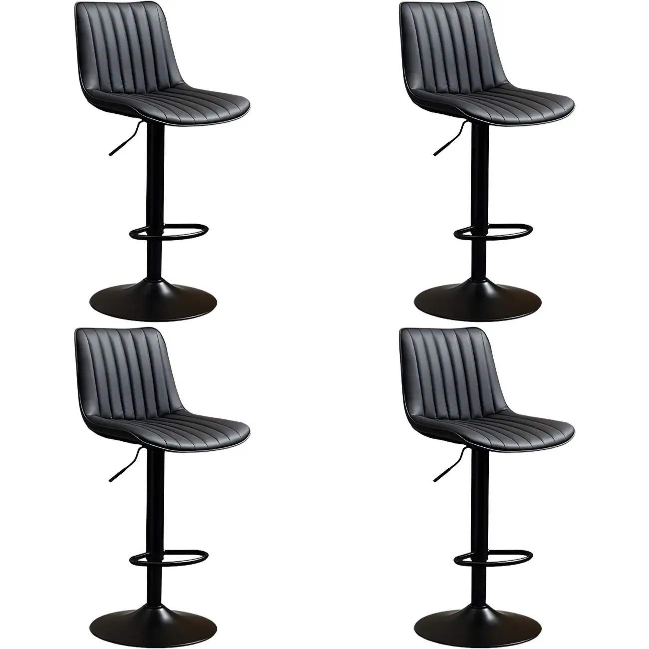 Stylish Leather Upholstered Bar Stools with Footrest for Home Bar Image - 15