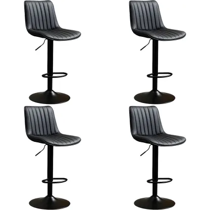 Stylish Leather Upholstered Bar Stools with Footrest for Home Bar Image - 15