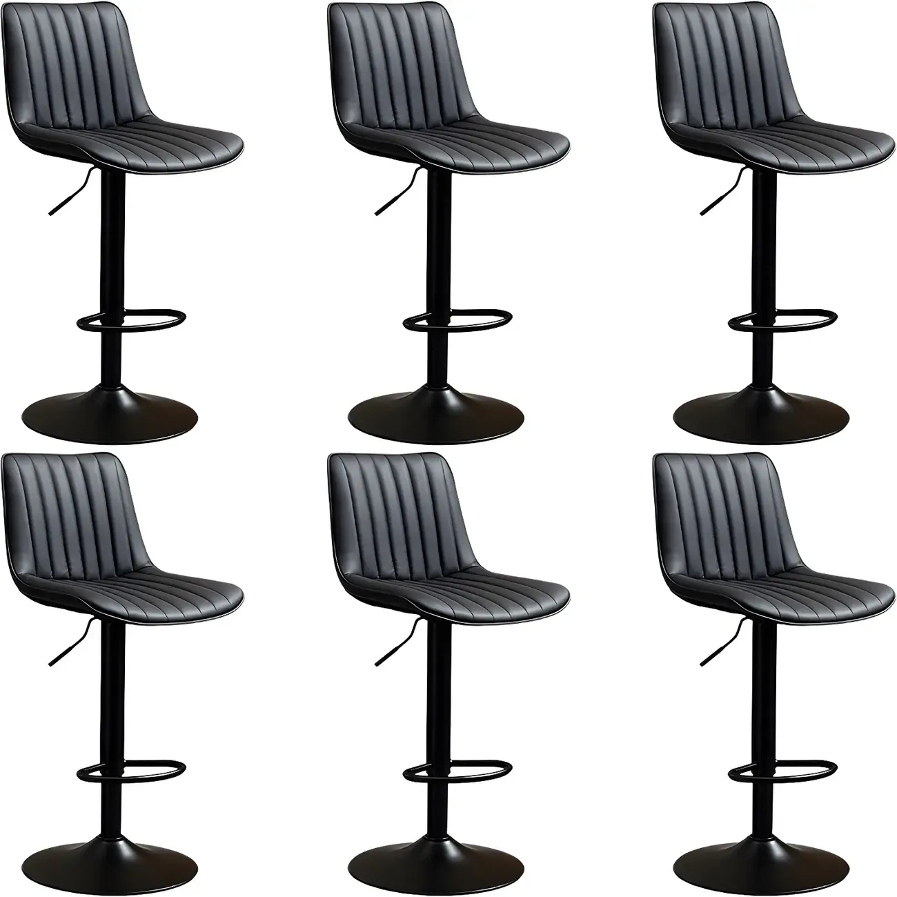 Stylish Leather Upholstered Bar Stools with Footrest for Home Bar Image - 17