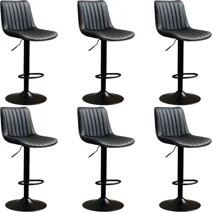 Stylish Leather Upholstered Bar Stools with Footrest for Home Bar Image - 17